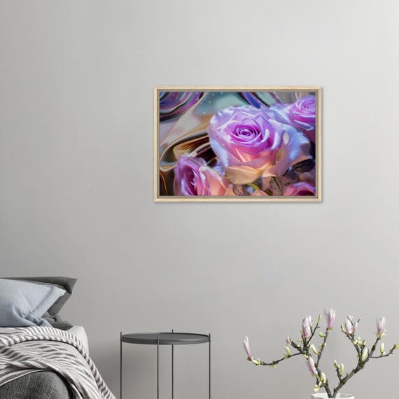 54 Framed Canvas - Flower with Bokeh Lights