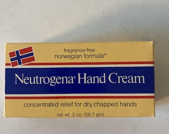 Loción de crema de manos Neutrogena vintage de los años 80 y 90, 57 g (2 oz), nueva, de stock antiguo, utilizada como atrezo en películas.