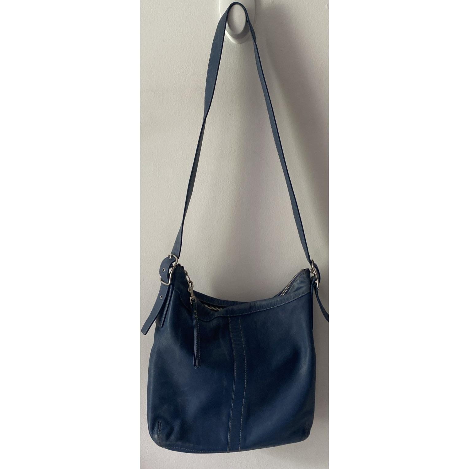 Vintage Coach Blue Leather Bag - Etsy Vintage Coach Blue Leather Bag - Etsy