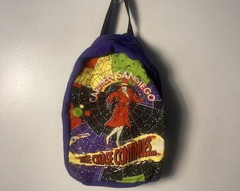 Vintage Carmen Sandiego 1993 The Chase Continues Graphic Print Purple Backpack