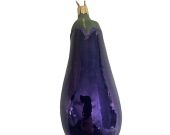 Old World Christmas Blown Glass Purple Eggplant Ornament 6"