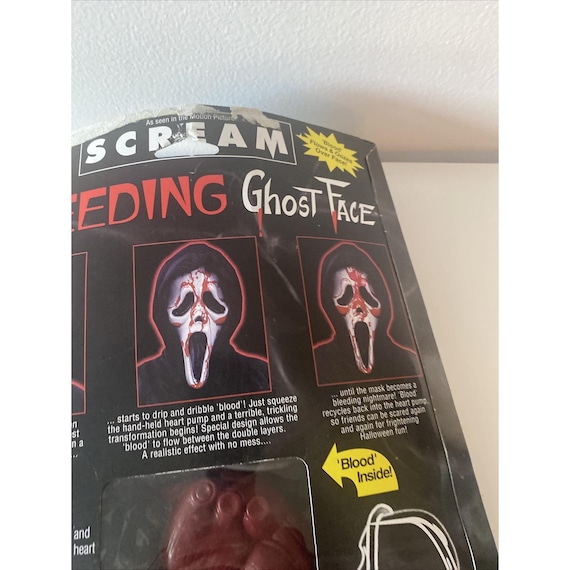 VTG 1997 Scream Ghost Face Bleeding Halloween Mas… - image 11