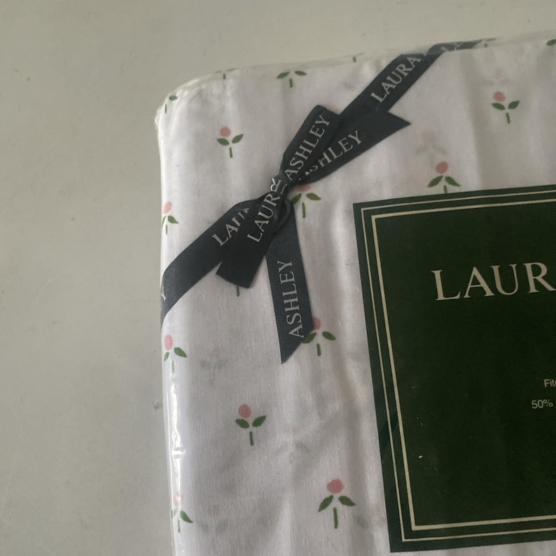 Vintage Laura Ashley Castleberry King Size Fitted Sheet OLD STOCK Sealed FLAW image 12