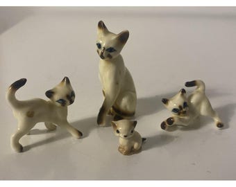 ヴィンテージ猫の置物 カントリーアーティスト シャム猫 7インチ 樹脂