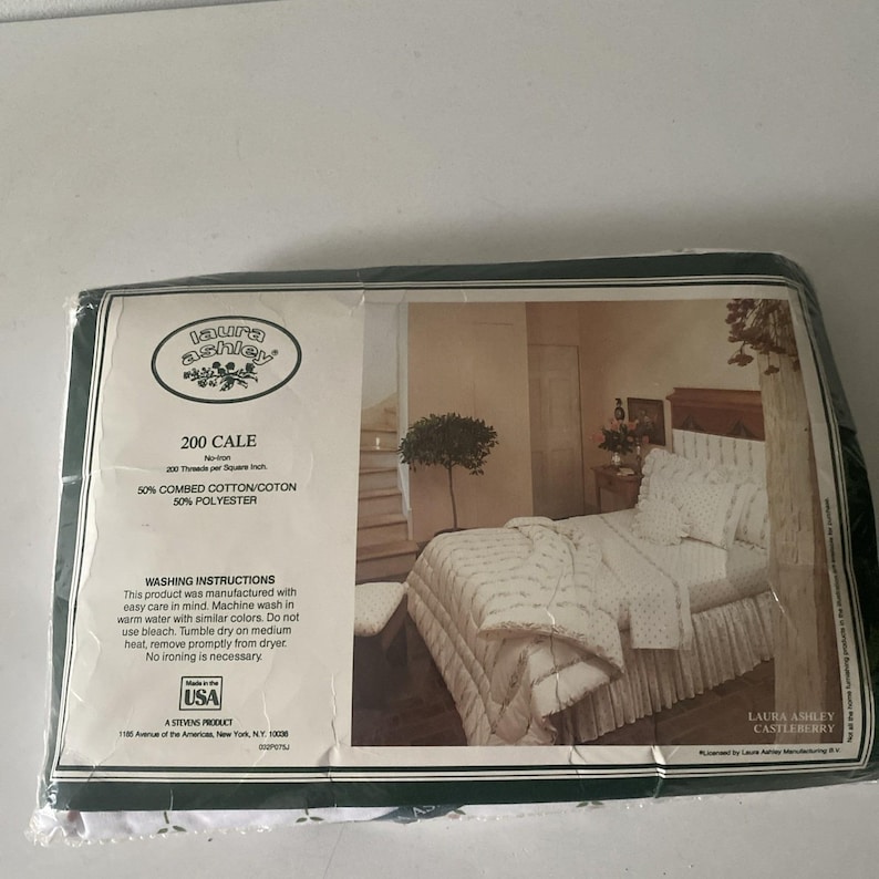 Vintage Laura Ashley Castleberry King Size Fitted Sheet OLD STOCK Sealed FLAW image 9