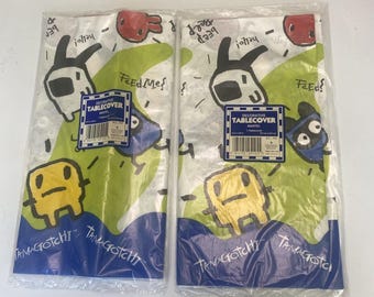 Vintage Gibson Tamagotchi Tablecover Birthday Party 54"x96" Made USA 1997 Set 2