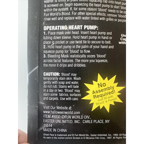 VTG 1997 Scream Ghost Face Bleeding Halloween Mas… - image 15