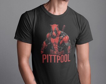 Pitpool Gym Shirt Funny Anti Hero Dog Lifting Tee Red Suit Mercenary Parody Fitness Top Pitbull Dad Bodybuilding Pump Cover Comic Book Muscl