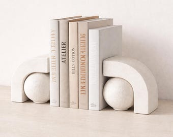 Ashen Bookends: Sculptural Stone Texture, Muted Palette Home Decor