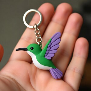 Tiny Miracle Hummingbird Keychain - Hand-Painted 3D Printed Bird Trinket for Nature Lovers