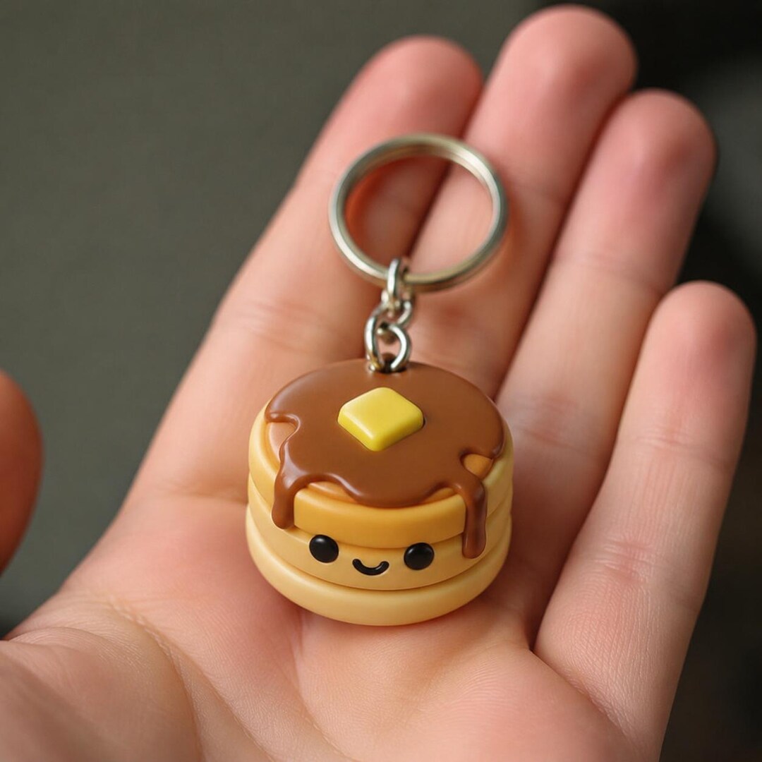 Buttery Pancake Charm, Single 3D Printed Breakfast Keychain, Hand ...