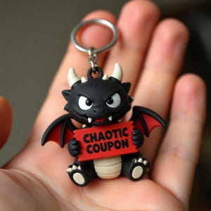Portachiavi Drago Coupon Caotico, ciondolo stampato in 3D e dipinto a mano, ciondolo mitico per accumulatori di chiavi