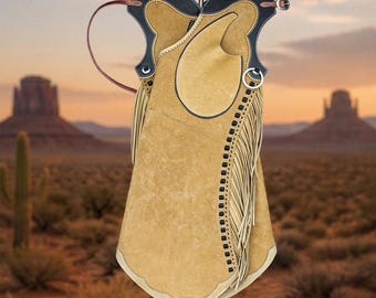 Hand-stitched Suede Fringe Arizona Bells Leggings – Arizona Bell Step-in Chaps, Genuine Leather Custom Gear for Rodeos and Horseback Riding