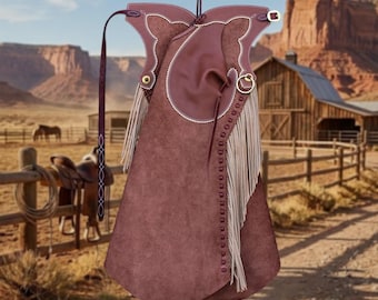 Hand-stitched Suede Fringe Arizona Bells Leggings – Arizona Bell Step-in Chaps, Genuine Leather Custom Gear for Rodeos and Horseback Riding