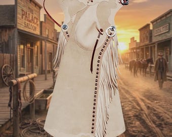 Hand-stitched Suede Fringe Arizona Bells Leggings – Arizona Bell Step-in Chaps, Genuine Leather Custom Gear for Rodeos and Horseback Riding