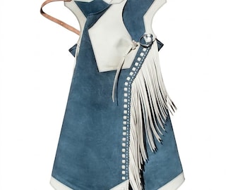 Handsydda Arizona Bells-leggings med mockafransar – Arizona Bell Step-in-chaps, specialanpassad utrustning i äkta läder för rodeos och ridning