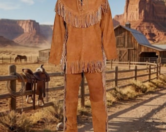 Frontiersman Buckskin Suede Fringe Pants & Shirt - Mountain Man Rendezvous Clothing - 18th Century Clothing - Mens American Indian Clothes