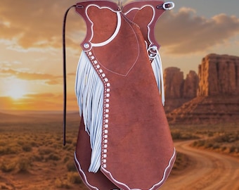 Hand-stitched Suede Fringe Arizona Bells Leggings – Arizona Bell Step-in Chaps, Genuine Leather Custom Gear for Rodeos and Horseback Riding