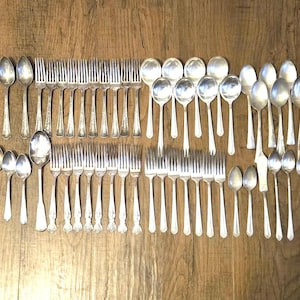 80 pc Mixed Set of Vintage Silverplated Silverware.