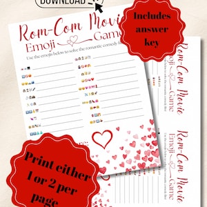 ロマンティックコメディ絵文字ゲーム | バレンタイン＆ガールズパーティー（デジタル印刷のみ）