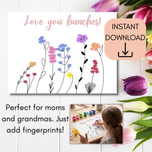 Handskissad mall för fingeravtryckspyssel FLERA DESIGN | Presenter till mamma | Minnespyssel | Utskrivbart paket | Endast digital nedladdning