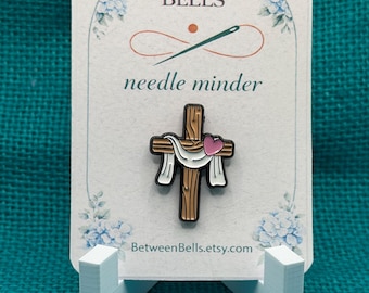 Cross of Love Needle Minder | Christian Faith Magnet | Religious Gift for Stitchers | Cross Stitch & Embroidery Accessory