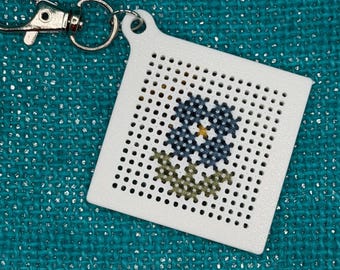 Mini Stitch Schlüsselanhänger Canvas | 3D Gedruckter Kreuzstich Schlüsselanhänger | Portables Stitch-Projekt | Anfänger Freundliches Geschenk