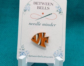 Orange and Black Tropical Fish Needle Minder for Needlepoint, Cross Stitch, and Embroidery