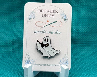 Ghost and Black Cat Needle Minder | Cute Halloween Magnet | Spooky Cat Lover Gift | Cross Stitch and Embroidery Accessory