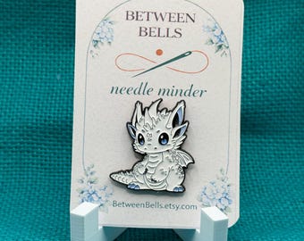 Baby Ice Dragon Needle Minder | White Fantasy Dragon Magnet | Dragon Lover Gift | Cross Stitch & Embroidery Accessory