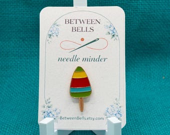Striped Popsicle Needle Minder for Needlepoint, Cross Stitch, and Embroidery