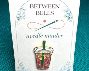 Iced Coffee Needle Minder for Needlepoint, Cross Stitch, Sewing and Embroidery