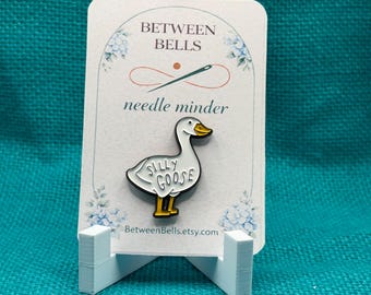 Silly Goose Needle Minder, Funny Goose  for Cross Stitch, Embroidery, Needlepoint, Enamel Needle Minder