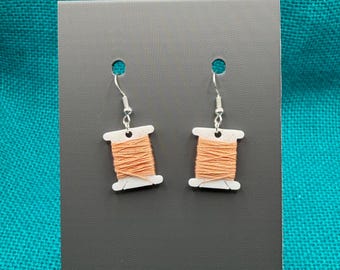 Thread Bobbin Earrings | Embroidery Floss Jewelry | Stitcher Gift | Custom Color Option
