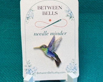 Iridescent Hummingbird Needle Minder for Needlepoint, Cross Stitch, Embroidery and Sewing