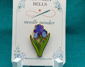 Purple Iris Needle Minder | Floral Magnet | Garden Flower Gift | Spring Cross Stitch & Embroidery Accessory