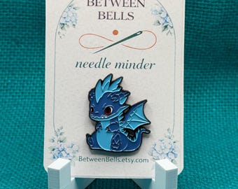 Baby Blue Dragon Needle Minder | Cute Fantasy Dragon | Dragon Lover Gift | Cross Stitch Needle Holder