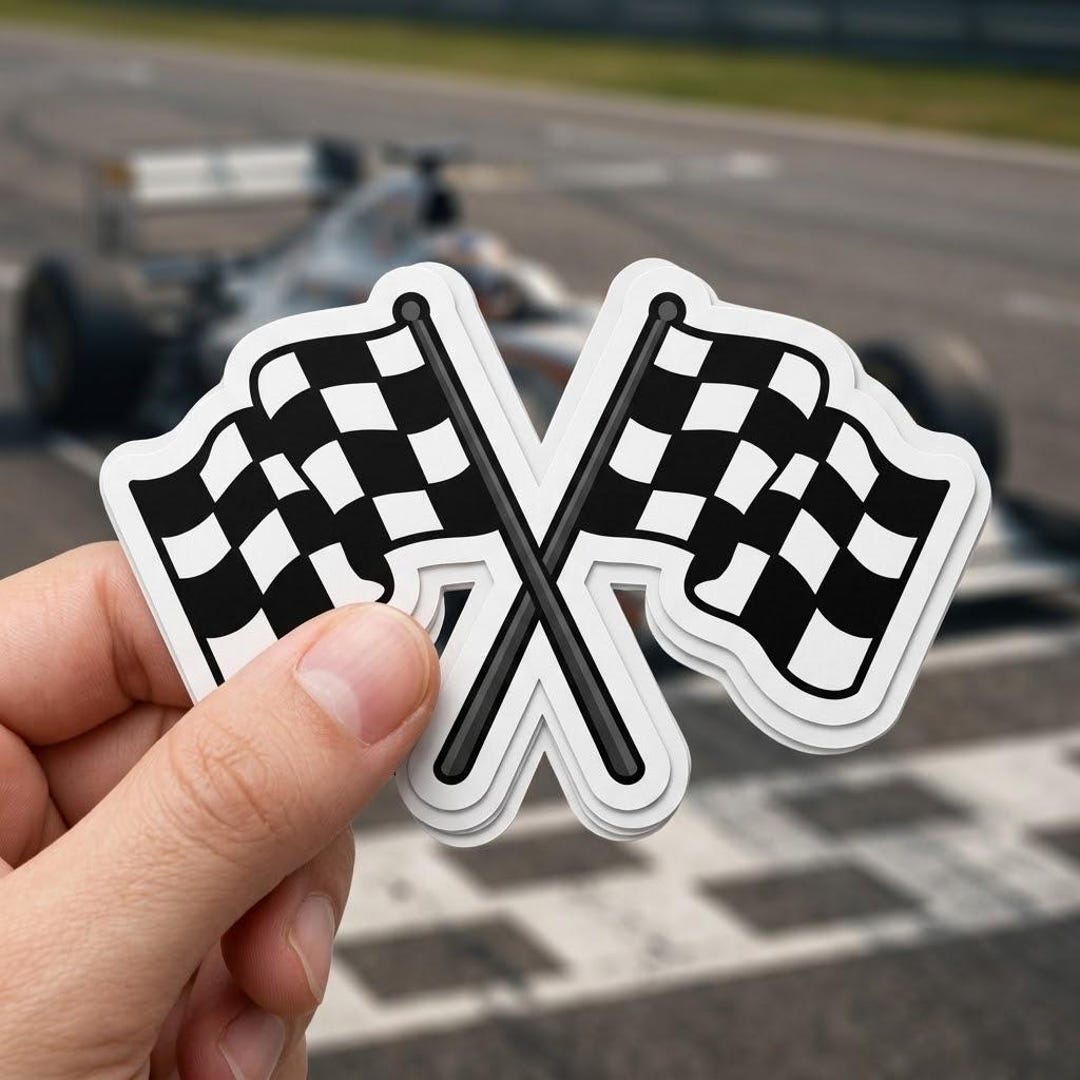 Two Racing Flags Sticker Racing Checkered Flags Sticker Motorsport Vinyl Decal Car Laptop Water ...