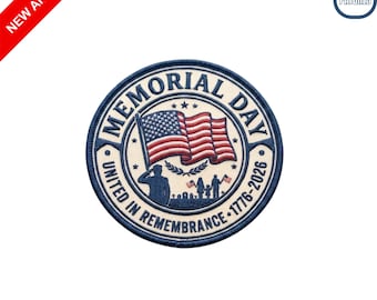 Memorial Day 2026 Embroidered Patch United in Remembrance 1776-2026 Patriotic American Flag Badge for Vests and Jacket