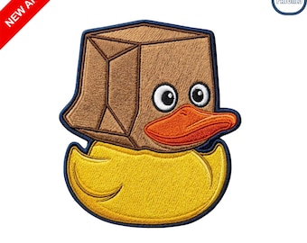 Paper Bag Duck Embroidered Patch Funny Rubber Duckie Iron On Sew On Sarcastic Meme Badge for Denim Jackets Backpacks Overcooked Gift