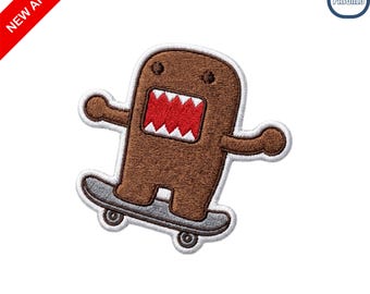 Domo Kun Skateboard Embroidered Patch Cute Japanese Mascot Iron On Sew On Retro Badge for Skateboard Bags Jackets DIY Applique