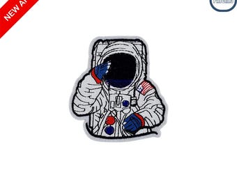 Saluting Astronaut Embroidered Patch NASA Space Suit Badge USA Flag Spaceman Iron On Sew On for Space Fans Jackets Backpacks Hoodies