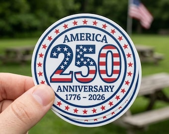 USA 250th Anniversary Sticker 1776–2026 Patriotic Vintage Design, American Pride Independence Day Decal, Waterproof Vinyl USA Sticker