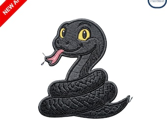Cute Black Snake Embroidered Patch Cartoon Serpent Iron On Badge for Backpacks Clothing Jacket Reptile Animals Lover Gift