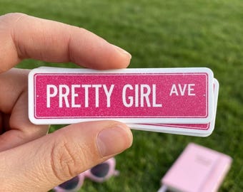 Pretty Girl Avenue Pink Street Sign Vinyl Sticker Decal Laptop Water Bottle Gift