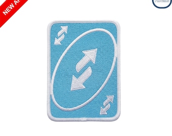 Blue Reverse Card Embroidered Patch Funny No U Iron On Sew On Meme Badge for Denim Jackets Backpacks and Card Game Lovers Gift