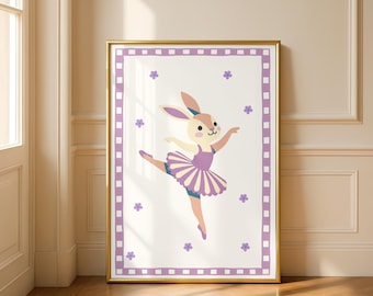 Arte mural de ballet de conejo: Decoración infantil (Descarga digital imprimible)