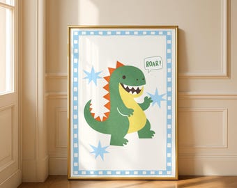 Arte mural infantil de dinosaurios retro: Impresión digital Roar Nursery
