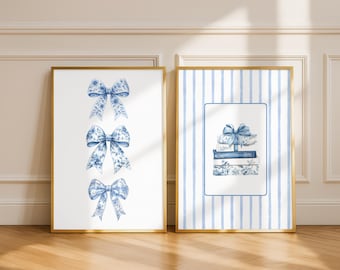 Láminas infantiles de lazos azules, set de arte mural de cuentos (descarga digital)