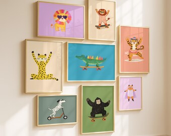 Decoración de pared con animales para habitación infantil: colores retro para habitación infantil